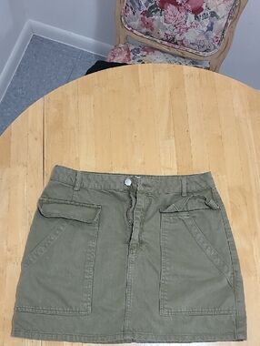 Topshop Army Green Cargo Mini Skirt